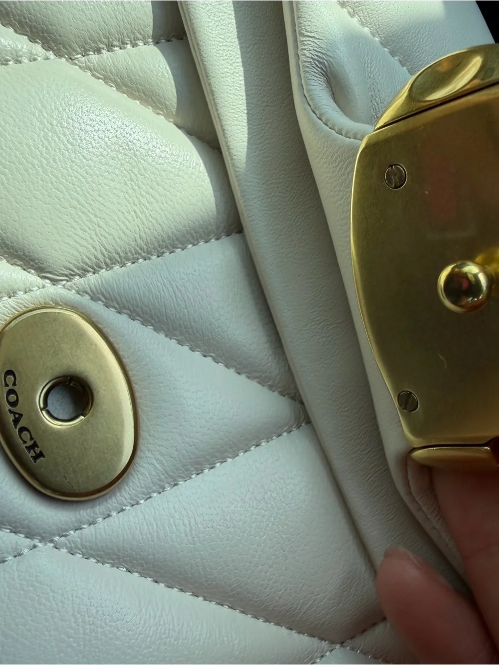 Coach tabby Cream Quilted Leather Shoulder Bag with Gold 'C' Clasp